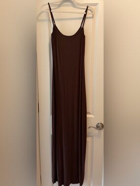 aerie Chocolate Brown Maxi Slip Dress
